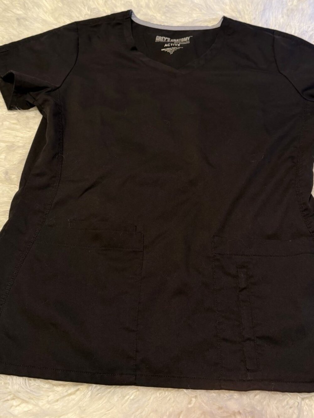 Grey's Anatomy by Barco Black Active V Neck Scrub Top Women's Size Medium